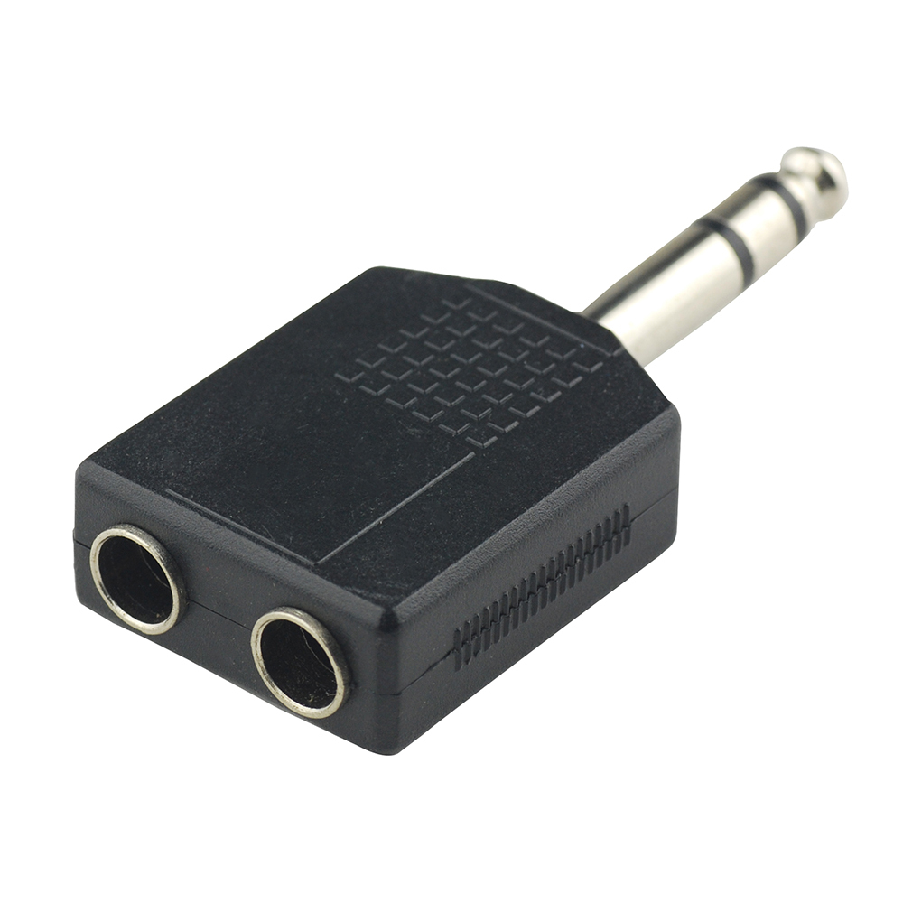 6.3mm 1/4″ Y Splitter Adapter Plug Male to 2x 6.35mm Jack Female Audio/Guitar/PA
