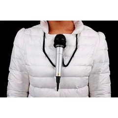 Hands Free Microphone Holder Neck Strap for Musicians MCs Magicians Black