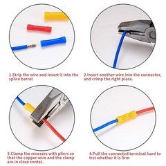 QOOSIKICC 150 Pcs Electrical Butt Connectors Kit, red, yellow and blue