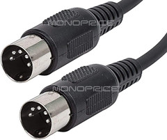 Monoprice MIDI Cable – 25 Feet – Black with Keyed 5-Pin DIN Connector, Molded Co