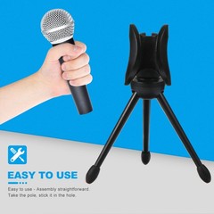1 Set 2Pcs Microphone Tripods Practical Mic Table Stands (Black)