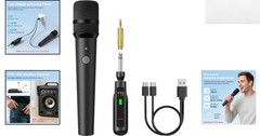 Rechargeable 2.4G Cordless Microphone System with Mute Function for Home Parties