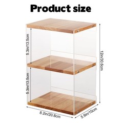 Rainmae CD Holder Desk Rack Organizer, Wooden Stand, M, Transparent