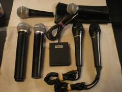 Stage Audio, Stereo Mixer, Wireless Mic System, 7 Mics, 8 Cables SEE DESCRIPTION