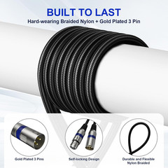Professional 6 Pack 6FT XLR Cables, Noise Free and Long-Lasting Braided XLR Micr