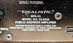 REALISTIC MPA-95 PA AMPLIFIER 100 WATTS 5 CHANNEL MIXER 4 MICROPHONE INPUTS