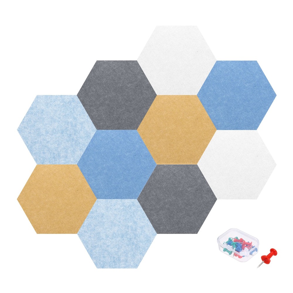 Acoustic Panels with 20 Push Pins (Light Blue,Yellow,Sky Blue,Gray,White)