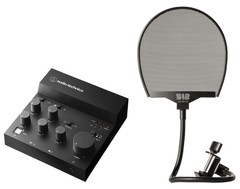 Audio Technica AT-UMX3 USB Live Stream Recording Mixer+Warm Audio Pop Filter
