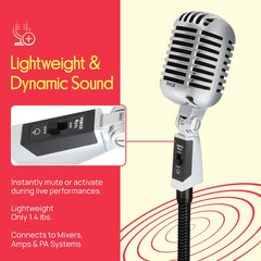 Pyle Classic Retro Dynamic Vocal Microphone – Old Vintage Style Unidirectional C