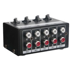 Mini Stereo 4 Channel Passive Mixer RCA Portable Audio Mixer 1 in 4 Out New