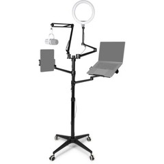Gator Frameworks 5-in-1 Mobile Content Creator Streaming Stand with Tripod Base