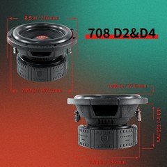 Single 708-D2 8″ Dual 2 Ohm 2000W Car Subwoofer Loud Audio Competition