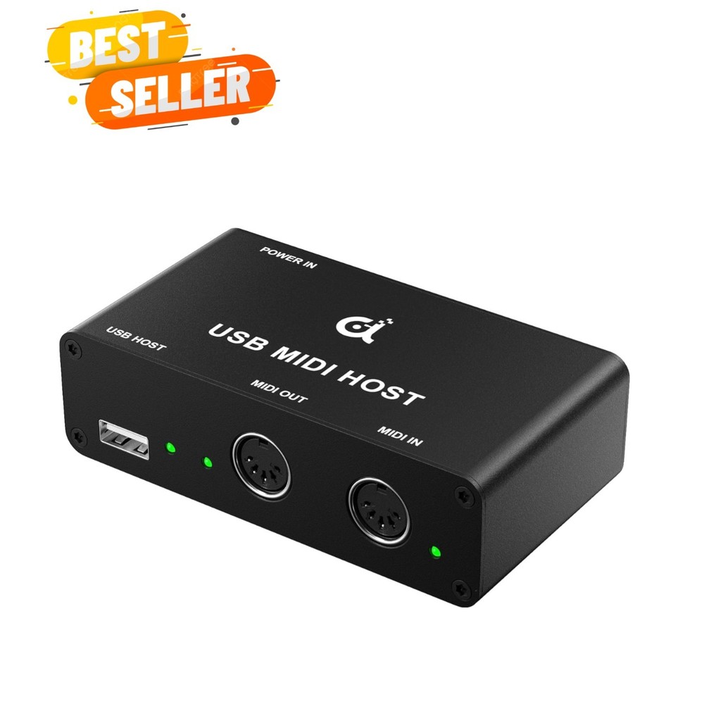 BridgeCore USB MIDI Host, USB to 5-PIN DIN MIDI Black, Metal | Connects USB M…