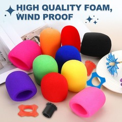 8 Set Mic Cover Foam, 1.34″ Silicone Ring, Sleeve Holder, Yellow/Red/Blue/Black