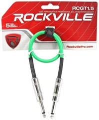 Rockville RCGT1.5G 1.5′ 1/4“ TS to 1/4“ TS Instrument Guitar Cable in Green