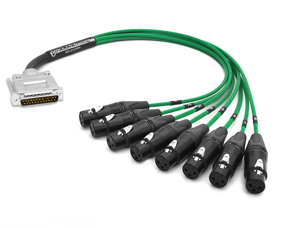 Apogee DA16x Premium Mogami 3162 Digital DB25 | XLR-F Green 8 ft. Yamaha Pinout