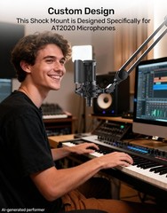 AT2020 Microphone Shock Mount with Metal Pop Filter, Custom Built for audio t…