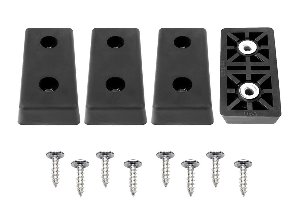 4 Extra Large Rectangle Rubber Feet Bumper w/Metal Insert & Screws – US Made