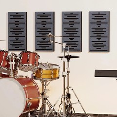 4-Pack Black Wood Acoustic Panels, Self-Adhesive 3D Soundproofing Tiles