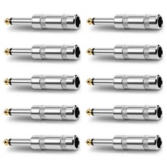 10pcs 1/4 MONO TS Heavy Duty Male Audio Speaker Guitar Cable Connector Plug JACK