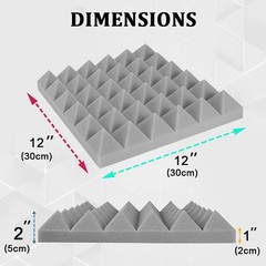 12- 96Pk Acoustic Foam Panel Wall Tiles Record Studio Noise Sound Proof 12x12x2″