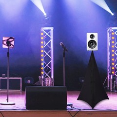 Double Sided Tripod Skirt Speaker Stand Scrim Black Stretch Fabric DJ LightStand