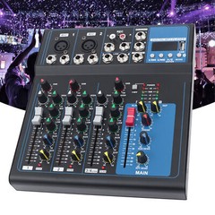 4-Channel Bluetooth USB Audio Mixer With Reverb for DJs & Performances 110V