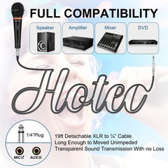 HOTEC Premium Vocal Dynamic Handheld Microphone with 19ft H-W07, Black