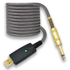 10ft USB Guitar Cable – 1/4″ TS Male, Nylon Braided, Gold Plated, Noise-Free Rec