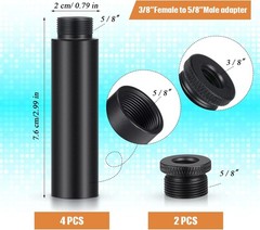 Mic Stand Extension Tube 4 Pieces 5/8 Inch Microphone Pipe Aluminium Alloy