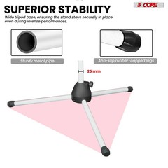 5 Core Microphone Stand Floor Height Adjustable w Extending Telescoping Boom Arm
