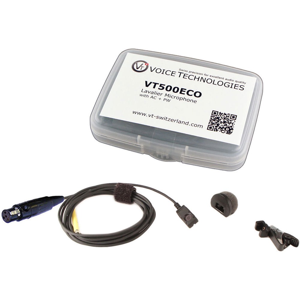 Voice Technologies VT500ECO Lavalier Mic Kit, TA4F, Shure Transmitters, Black