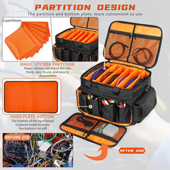 Gig Band Cable File Bag with Adjustable Dividers Dj Gig Bag for Cables, Cords,Dj