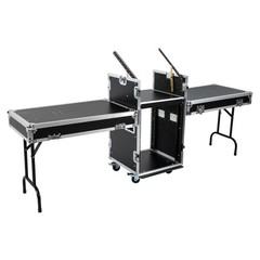 14U PA DJ Rack DJ Cabinet with 2 Table Tops Network Pro Stereo Rack with 4 Wheel