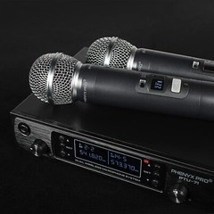 Phenyx Pro Wireless Microphone System, Dual Wireless Mics,w/ 2 Handhelds, Aut…