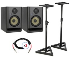 KRK ROKIT 5 G5 5-inch Powered Studio Monitor Pair with Stands and Cables