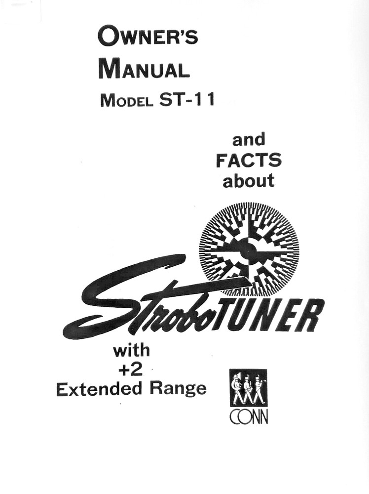 CONN StroboTuner Model ST-11 1974 Owner’s Manual Booklet, Reproduction Book.