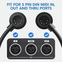 Heams 4 Pack Premium Right Angle MIDI Cable 1FT, Low Profile for 1 FT, Black