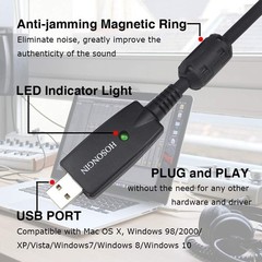 USB to XLR Audio Cable, 10FT – Ideal for Recording, Podcasting & Live Streaming