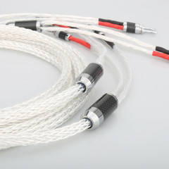 8Ag Silver Plated OCC HiFi Audio Speaker Wire Cable W/ Carbon Fiber Banana Plugs