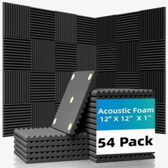 Quick-Recovery Soundproof Panels – 54 Pack 12″x12″x1″ for Enhanced Audio Clarity