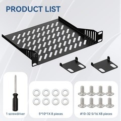 10 inch 1U Server Rack Shelf, Ventilated Rack-Mounted Cantilever Tray for 10″…