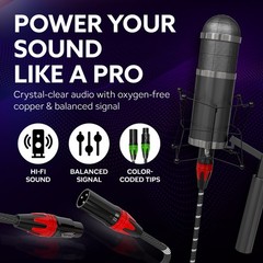 VelWav Pro XLR Mic Cables Balanced Audio 3-Pin Male to Female OFC Shielded Wire