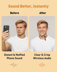 High-Quality Wireless Lavalier Microphone for Smartphones & PCs – Orange Design