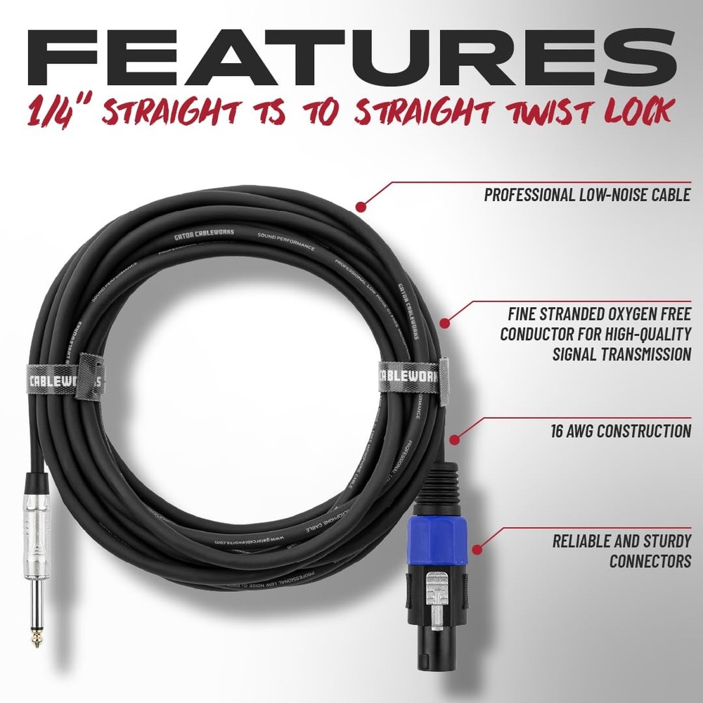 Cableworks 25ft TS Twist Lock Speaker Cable
