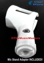 2X WHITE Handheld MICROPHONE CLIP Karaoke DJ Tripod Mic Stand Holder Clamp Mount