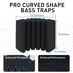 4 Pack Large Acoustic Foam Bass Traps – 16.5″ x 6.3″ x 12″ Sound Absorption for
