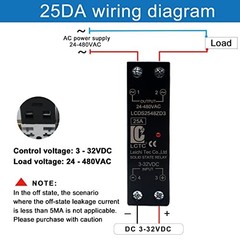 12V Dc SSR 25 DA Solid State Relay DC to AC (Input 3-32V DC Output 24-480V AC)