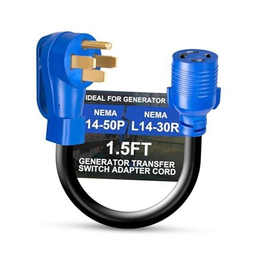 NEMA Generator Transfer Switch Adapter Cord, 50A Male to 30A 14-50P to L14-30R