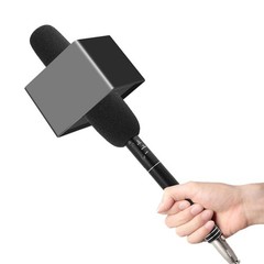 2 Pieces Portable Square Cube Shaped Interview Mic Microphone Flag Station Logo